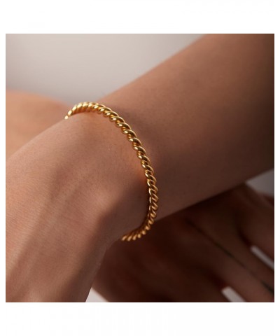 18K Gold Plated Titanium Rotini Bangle, Waterproof & Tarnish Free $15.58 Bracelets