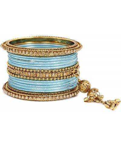 SANARA Traditional Antique Indian Bollywood 30 Pcs Beautiful Wedding Bridal Bangle Set Jewelry Sky Blue 2.4 Inches $17.95 Bra...