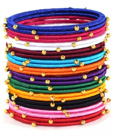 Festive Offer: Multicolor Silk Thread Handmade Bangles for Women with Gold Embellishments 24 Bangles Set Multicolor 2.11 Inch...