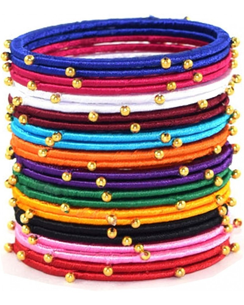 Festive Offer: Multicolor Silk Thread Handmade Bangles for Women with Gold Embellishments 24 Bangles Set Multicolor 2.11 Inch...