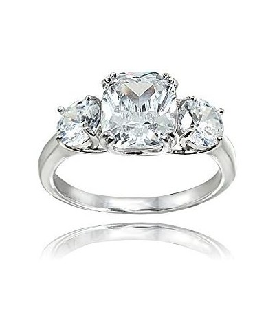 Sterling Silver Cubic Zirconia Cushion Cut 3-Stone Royal Engagement Wedding Ring $19.68 Rings