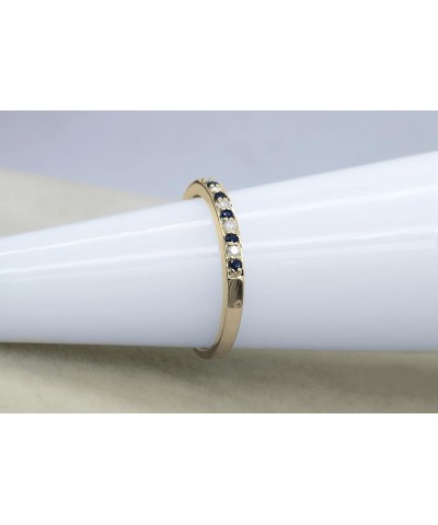 Round Blue Sapphire & White Diamond Alternate Stone Wedding Band for Women in 10K Gold 7.5 Yellow Gold $137.13 Bracelets