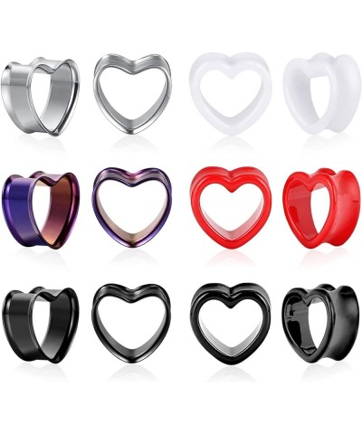 6 Pairs Heart Shape Gauges For Ears Ear Tunnels Plugs Mix Color Stretchers Expander 0g-5/8 inch 00g(10mm) $11.39 Body Jewelry