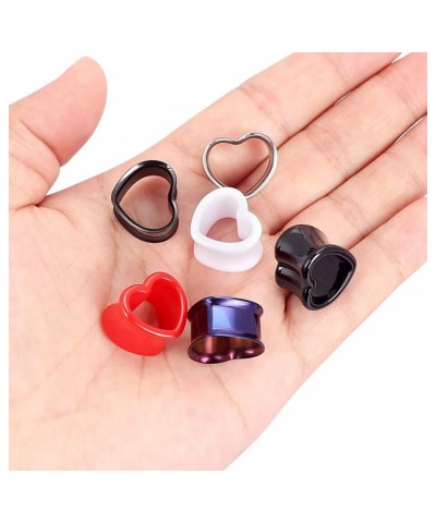 6 Pairs Heart Shape Gauges For Ears Ear Tunnels Plugs Mix Color Stretchers Expander 0g-5/8 inch 00g(10mm) $11.39 Body Jewelry