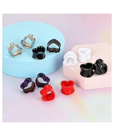 6 Pairs Heart Shape Gauges For Ears Ear Tunnels Plugs Mix Color Stretchers Expander 0g-5/8 inch 00g(10mm) $11.39 Body Jewelry