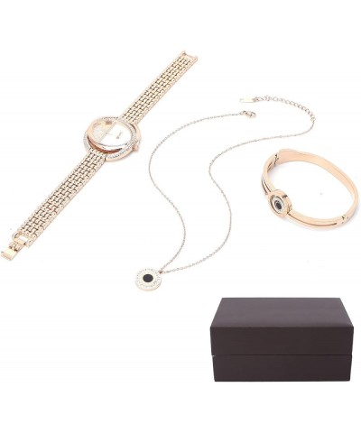 Business Style Women Watch Bracelet Necklace Set Anniversary Birthday Gift Jewelry Set for Women and Girls Rose Gold $20.13 J...