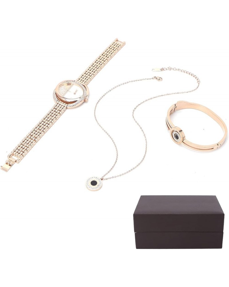 Business Style Women Watch Bracelet Necklace Set Anniversary Birthday Gift Jewelry Set for Women and Girls Rose Gold $20.13 J...