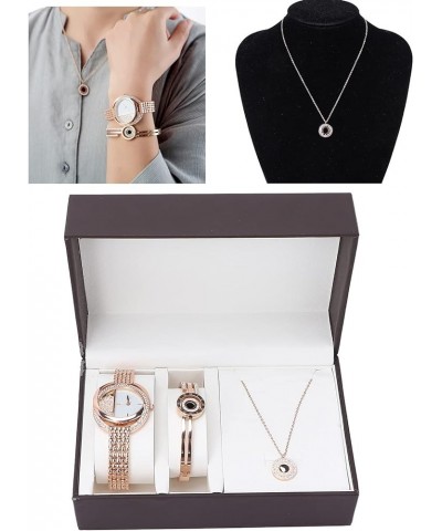 Business Style Women Watch Bracelet Necklace Set Anniversary Birthday Gift Jewelry Set for Women and Girls Rose Gold $20.13 J...