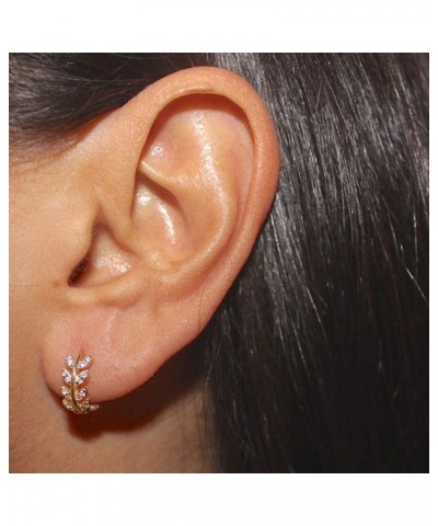 Rhinestone Leaf Hoops Huggie Earrings Dangle Rhinestone Studs Earring Shiny Hoop Earring for Ladies,Gold $3.92 Earrings