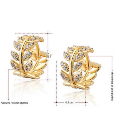 Rhinestone Leaf Hoops Huggie Earrings Dangle Rhinestone Studs Earring Shiny Hoop Earring for Ladies,Gold $3.92 Earrings