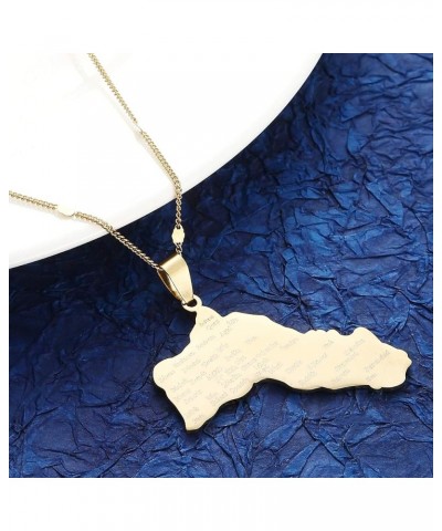 Stainless Steel Kurdistan Map Pendant Necklace Trendy Kurdish Flag Map Chain Jewelry Gold $8.10 Necklaces