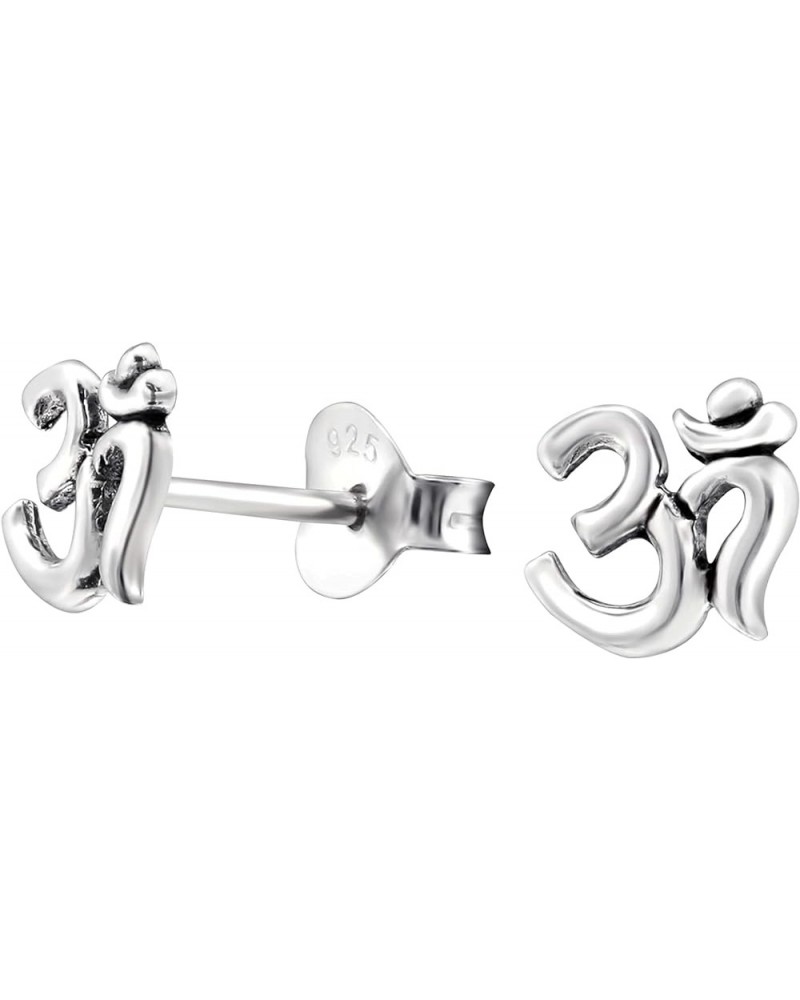 Om .925 Sterling Silver Tiny Stud Earrings, Minimalist Dainty Earrings (Hypoallergenic) Silver-Tone $11.99 Earrings