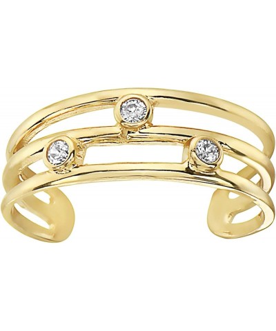 10k Yellow or White Gold Three Row Cubic Zirconia Toe Ring Body Art Adjustable 1-Yellow-Gold $45.53 Body Jewelry