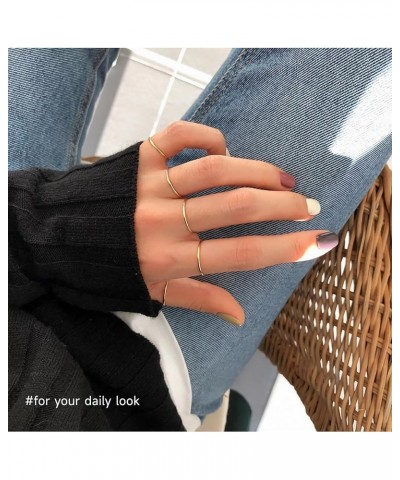 Skinny Thin Stackble 14K Gold Plated Titanium Steel Band Rings for Women,Dainty Cute Comfort Thumb Knuckle Ring Size 5-10 Gol...