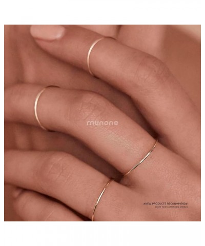 Skinny Thin Stackble 14K Gold Plated Titanium Steel Band Rings for Women,Dainty Cute Comfort Thumb Knuckle Ring Size 5-10 Gol...