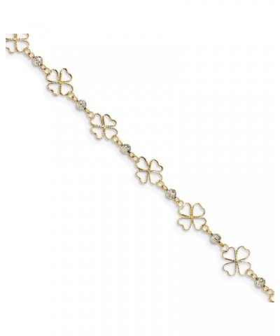 14kt Two-tone Diamond-cut Open Clovers & Beads Bracelet 7.5 inch $60.76 Bracelets