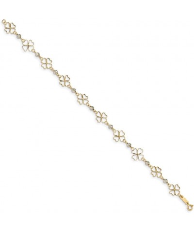 14kt Two-tone Diamond-cut Open Clovers & Beads Bracelet 7.5 inch $60.76 Bracelets