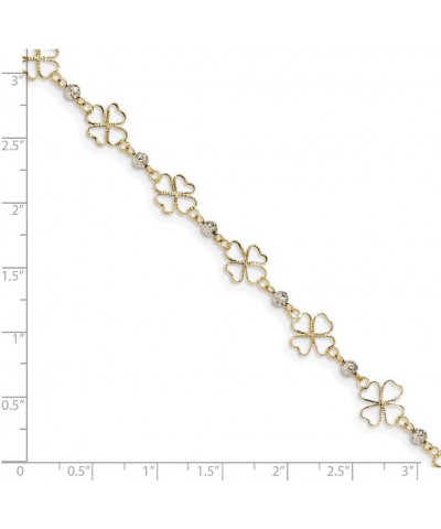 14kt Two-tone Diamond-cut Open Clovers & Beads Bracelet 7.5 inch $60.76 Bracelets