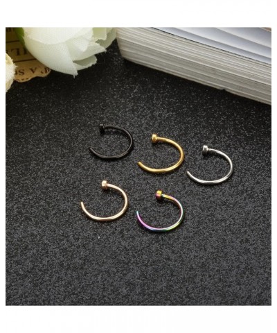 18-22G 5Pcs Stainless Steel Nose Rings Hoop Body Piercing Jewelry 8-10MM E: 22G 8MM (Inner Diameter) $7.83 Body Jewelry