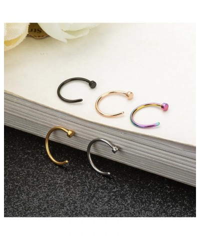 18-22G 5Pcs Stainless Steel Nose Rings Hoop Body Piercing Jewelry 8-10MM E: 22G 8MM (Inner Diameter) $7.83 Body Jewelry