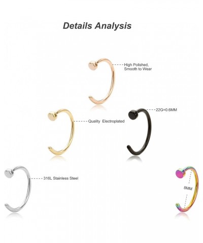 18-22G 5Pcs Stainless Steel Nose Rings Hoop Body Piercing Jewelry 8-10MM E: 22G 8MM (Inner Diameter) $7.83 Body Jewelry