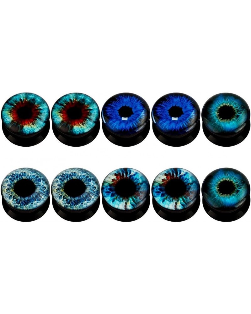 KUBOOZ(5 Pairs Devil's Eye Acrylic Ear Plugs Tunnels Gauges Stretcher Piercings Gauge:5/8"(16mm) $9.35 Body Jewelry