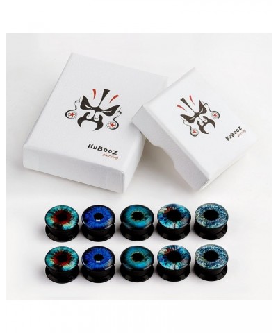 KUBOOZ(5 Pairs Devil's Eye Acrylic Ear Plugs Tunnels Gauges Stretcher Piercings Gauge:5/8"(16mm) $9.35 Body Jewelry