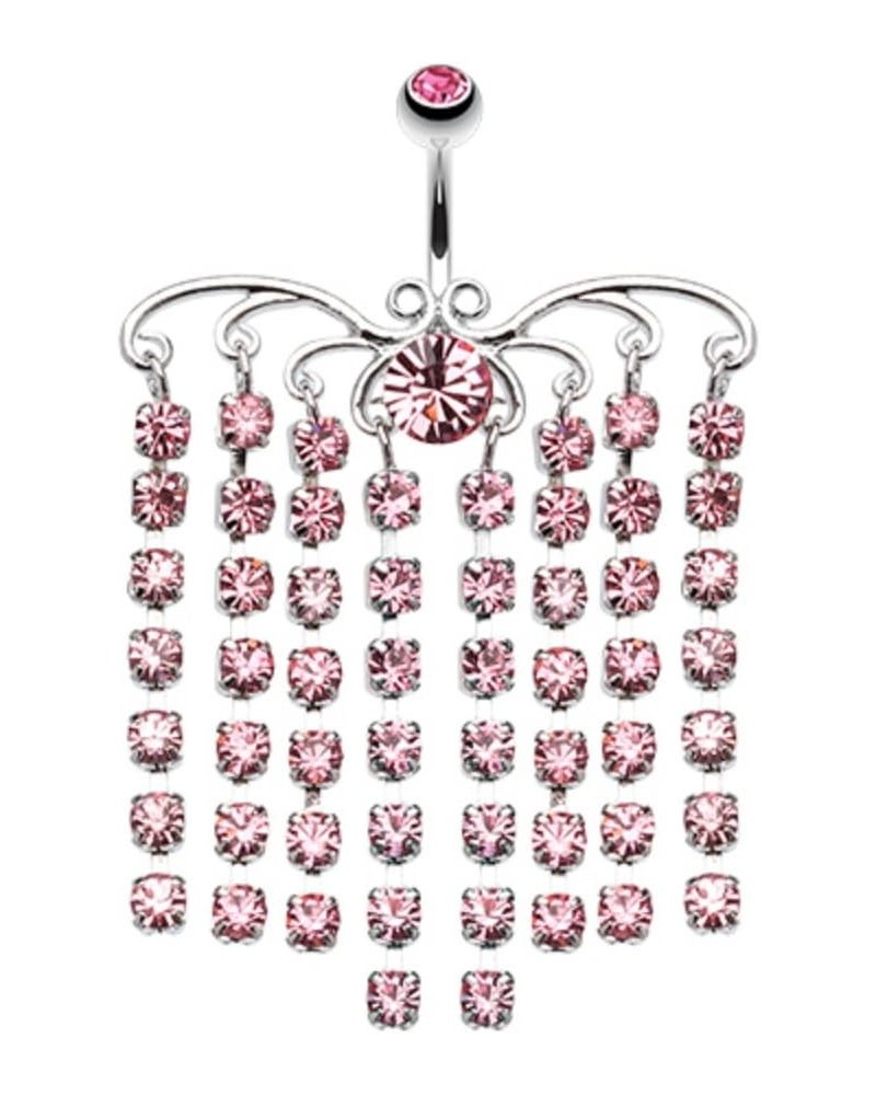 Sparkling Curtain Chandelier WildKlass Belly Button Ring Light Pink $11.12 Body Jewelry