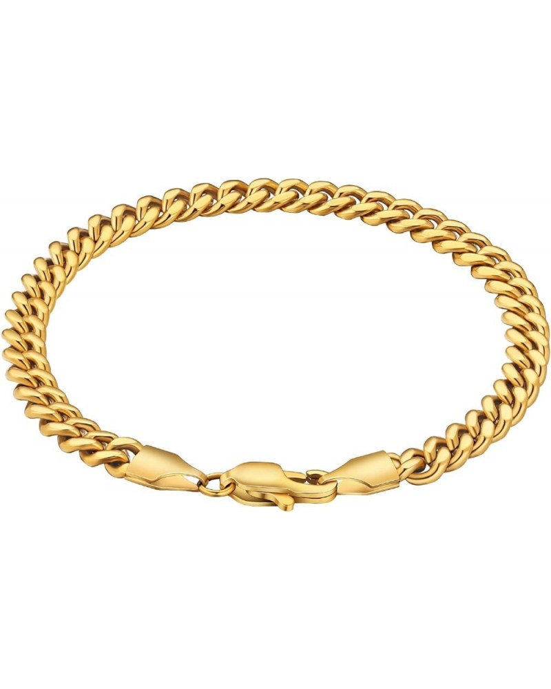 Cuban Link Bracelet for Men Women, 3mm/5mm 18K Gold White Gold Stainless Steel Figaro Chain Rope Chain Solid Curb Chain Brace...