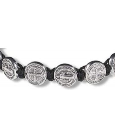 Silver Tone Saint Benedict Medal on Adjustable Black Cord Wrist Bracelet, 8 Inch, Pack of 5 $12.19 Bracelets