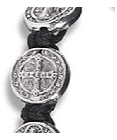 Silver Tone Saint Benedict Medal on Adjustable Black Cord Wrist Bracelet, 8 Inch, Pack of 5 $12.19 Bracelets