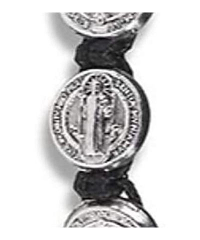 Silver Tone Saint Benedict Medal on Adjustable Black Cord Wrist Bracelet, 8 Inch, Pack of 5 $12.19 Bracelets