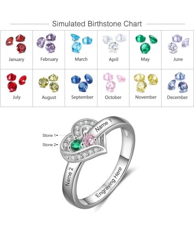 Personalized 1-8 Birthstone Mothers Rings Sterling Silver Custom Family Children Birthstones Names Promise Engagement Band Ri...