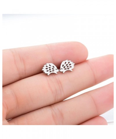 3 Pairs Lovely Small Hedgehog Stud Earrings for Women Teen Girls Personalized Tiny Cute Stainless Steel Hollow Pet Animal Pos...